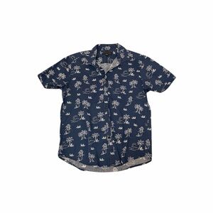 No Boundaries Navy Blue Palm Print Polo